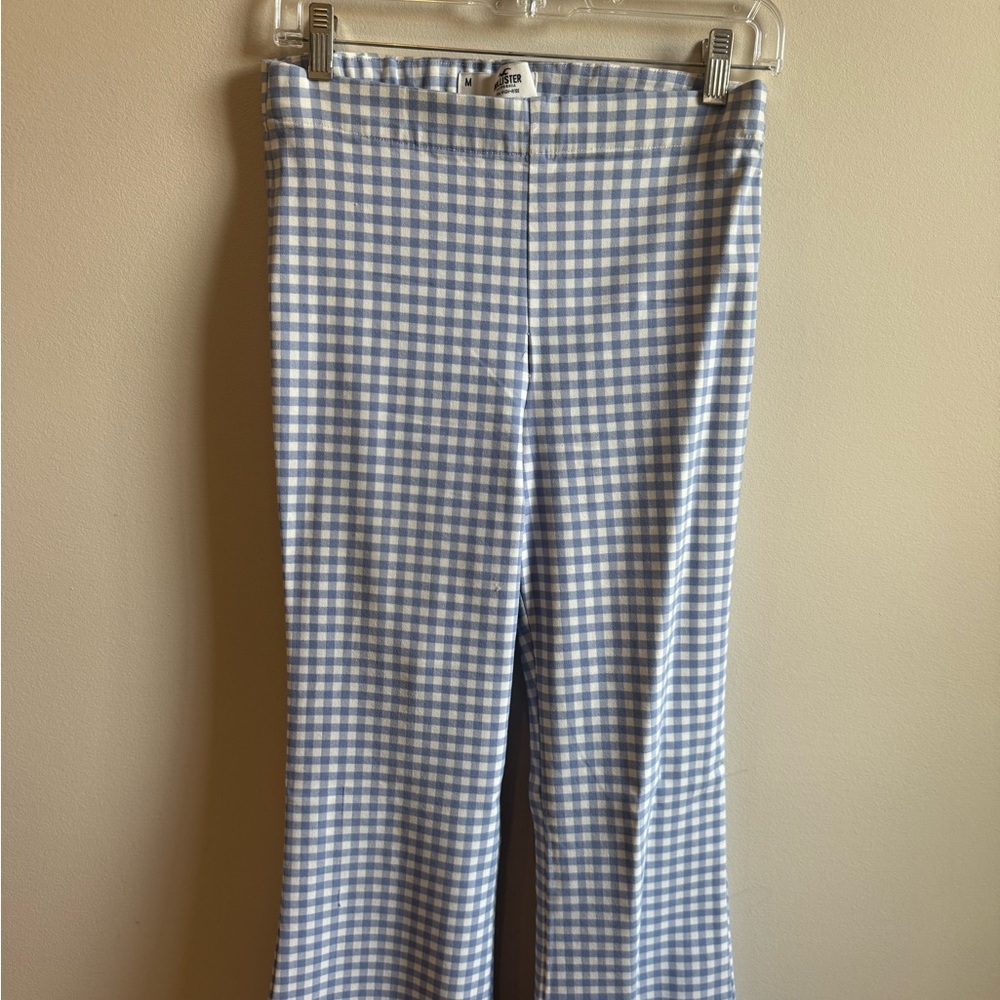 Hollister Light Blue and White Checkered Pants